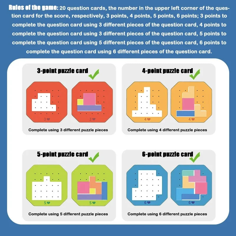 Kit Tangram 3D de Madeira – 128 Peças Educativas e Divertidas