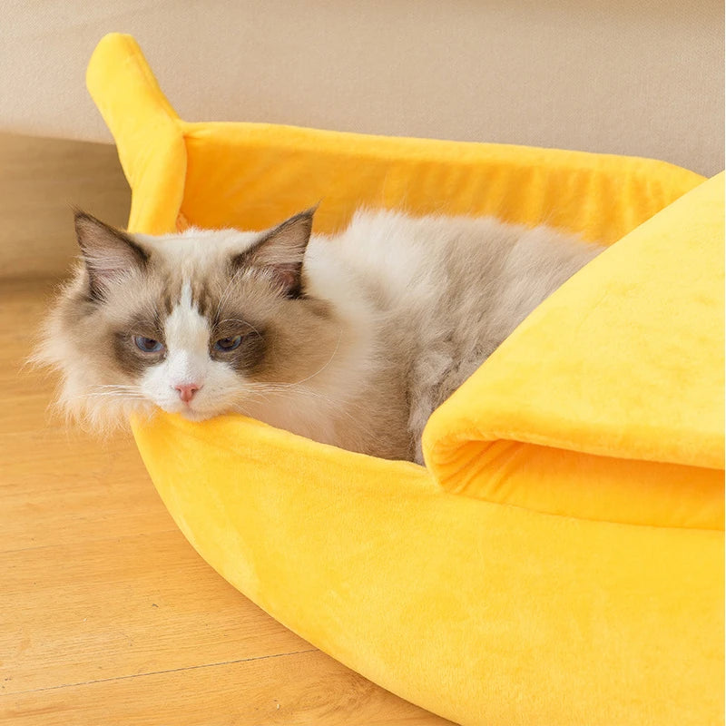 Cama Divertida em Formato de Banana para Gatos e Cães Pequenos