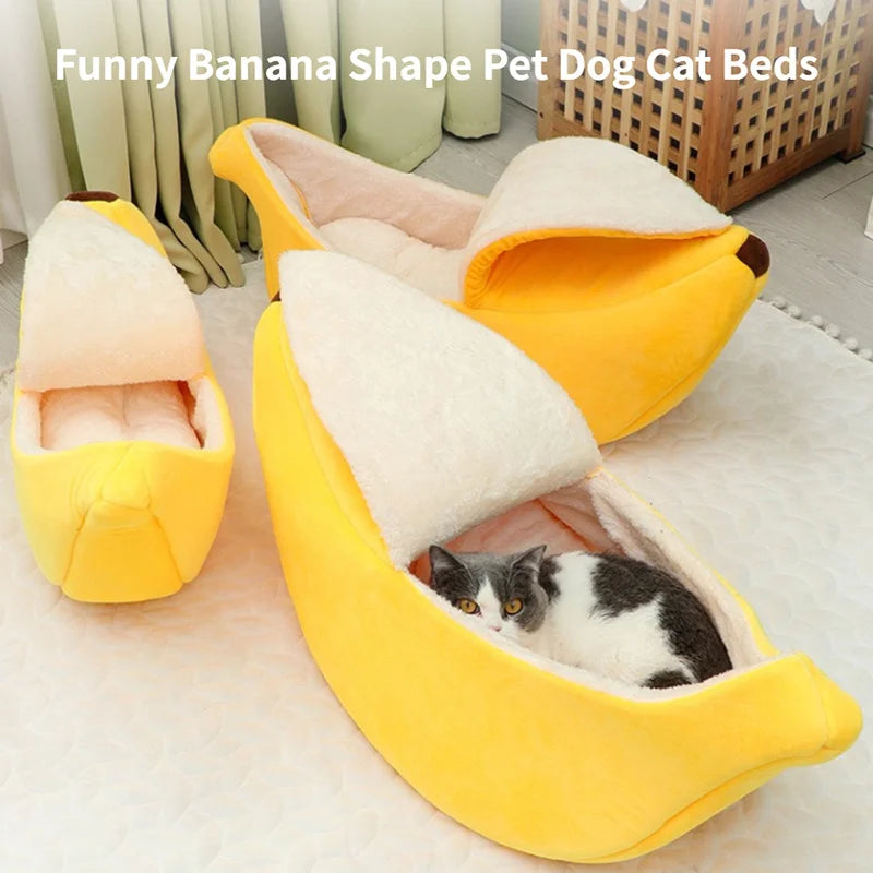 Cama Divertida em Formato de Banana para Gatos e Cães Pequenos